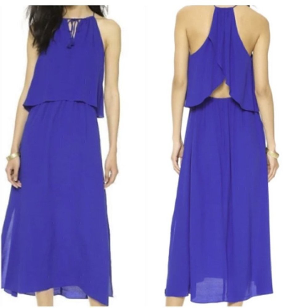 Madewell Flutter Back Overlay Blue Maxi Dress